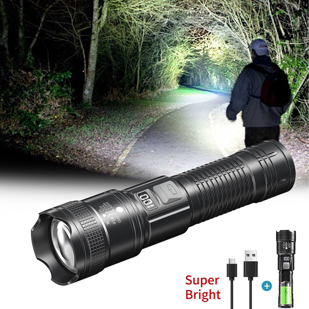 Super Bright LED Tactical Flashlight Torch Flashlight Rechargeable Camping Light