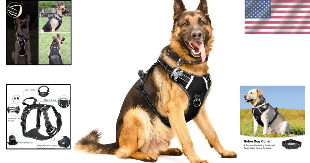 Reflective Adjustable Dog Harness with Sturdy Handle - Comfortable and Secure
