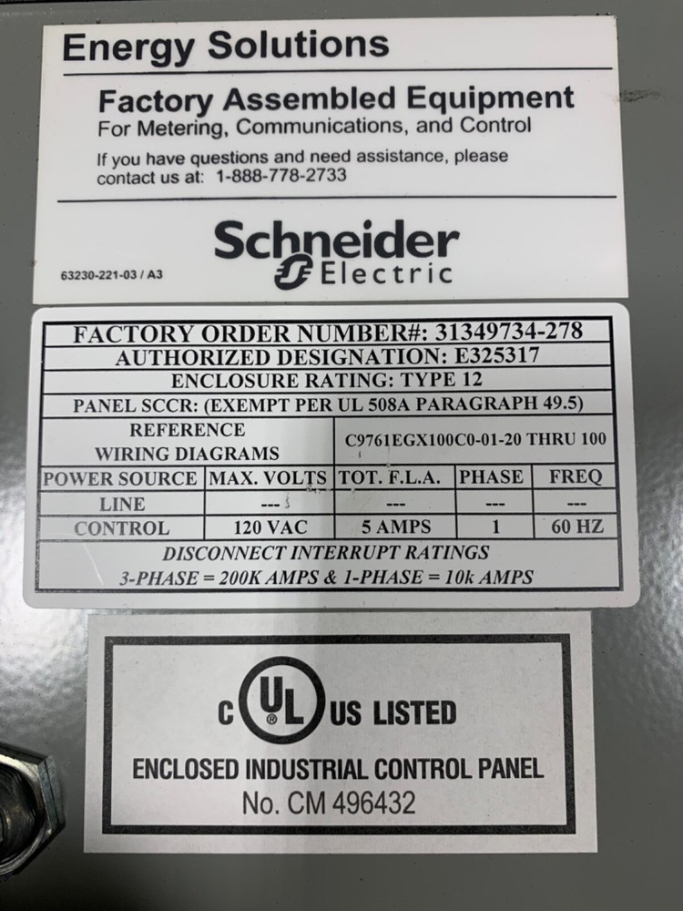 Schneider Electric Control Panel with power supply. Used