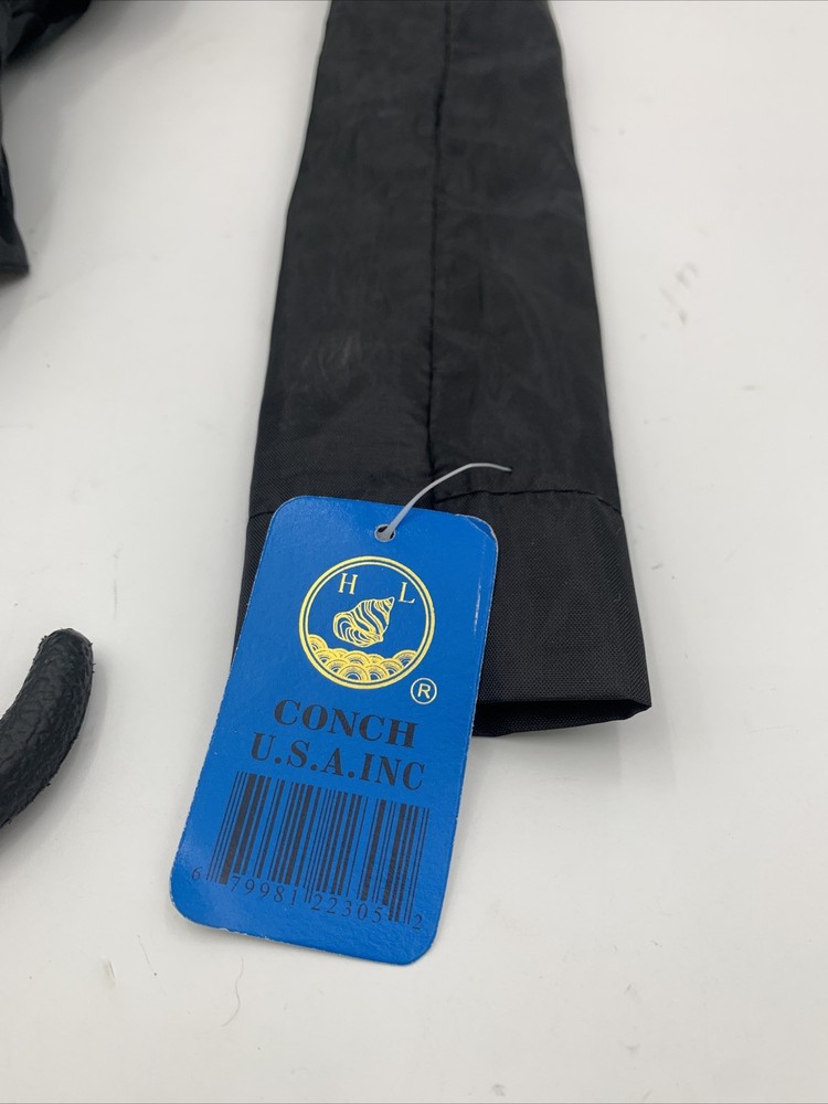 Conch Compact Folding Black Umbrella and Case