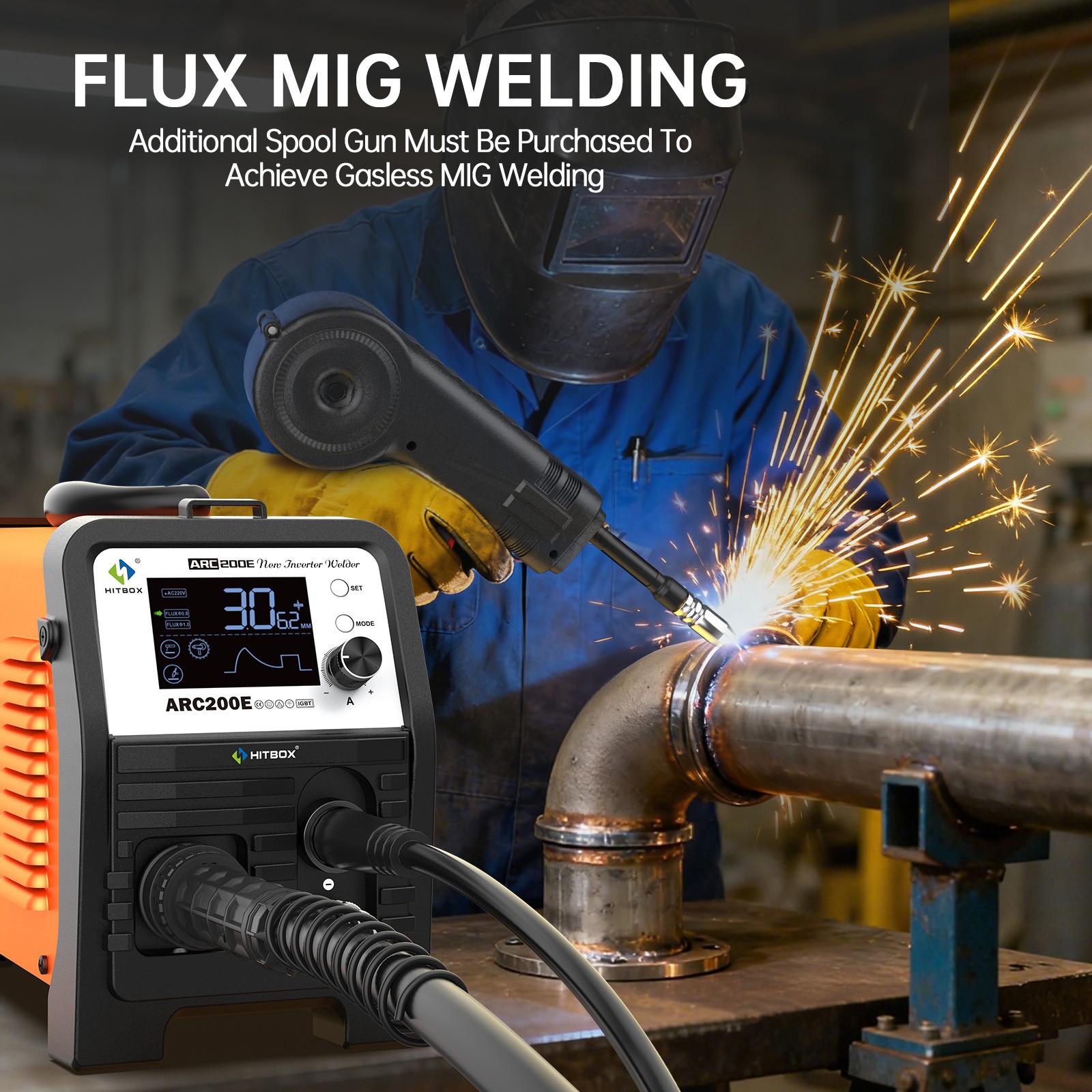 HITBOX 3-in-1 Stick Welder ARC MMA Lift TIG 200A Welding Machine Houeshold
