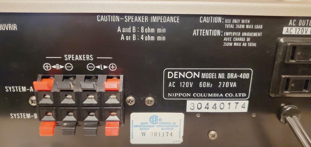 Denon DRA-400 Precision Audio Component Tuner Amplifier, TESTED, WORKS GREAT
