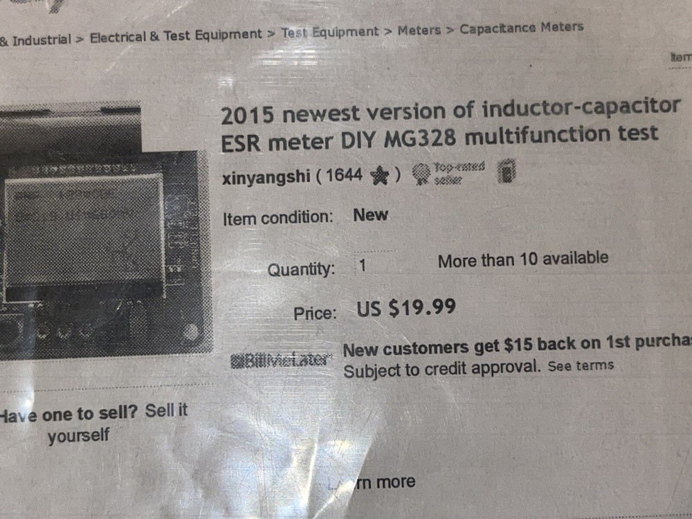 Resistor Capacitor Diode Inductor ESR Meter Component Tester Kit