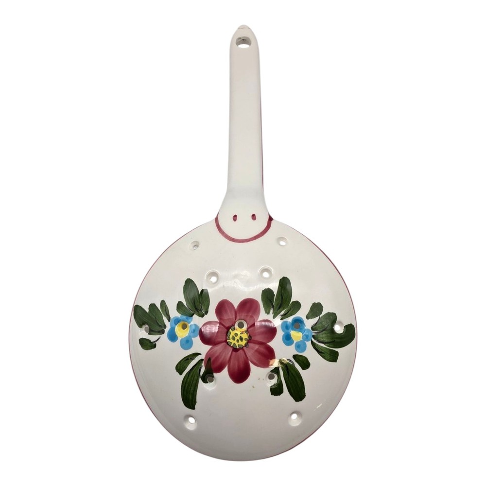 Hand Painted Floral Ceramic  Ceramic Handheld Strainer Kitchen Spoon
