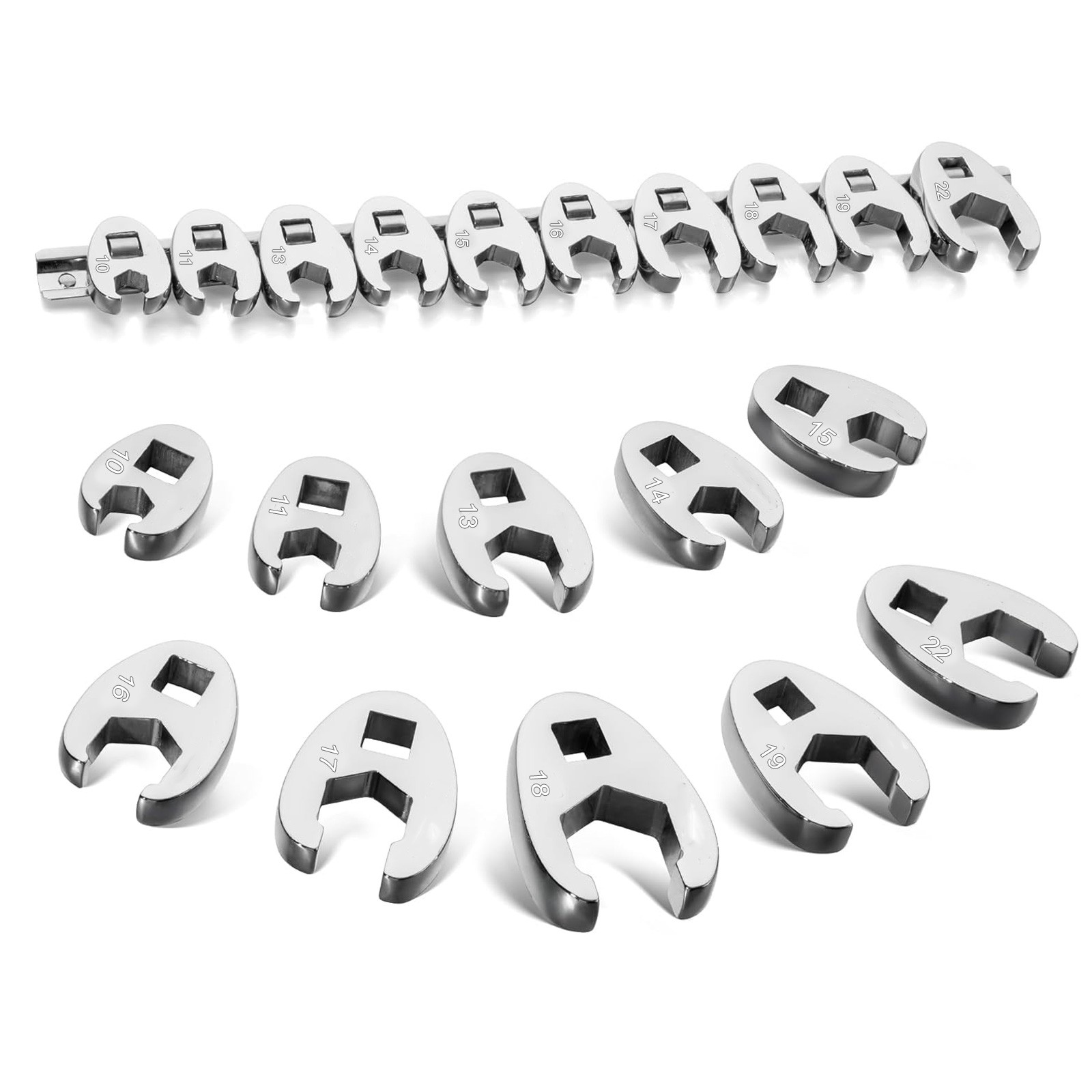 10-in-1 Interchangeable Crow's Foot Wrench Kit 3/8" Drive for Auto & Home Repair