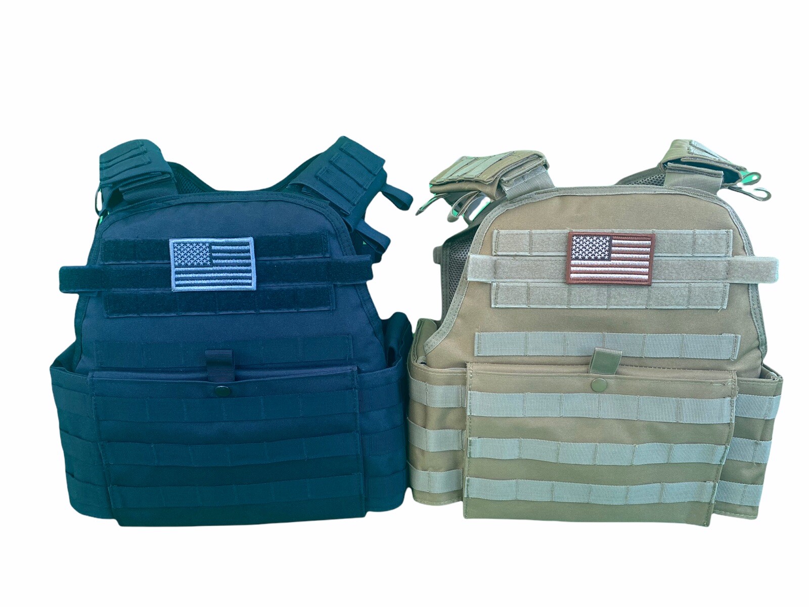 Tactical Vest Plate carrier- Black w/ 2 Curved 8x10 Plates