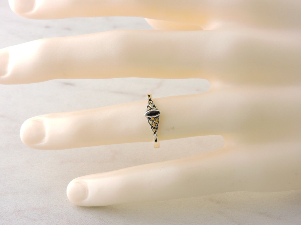 Sterling Silver Celtic Black Onyx Ring - Free Gift Packaging