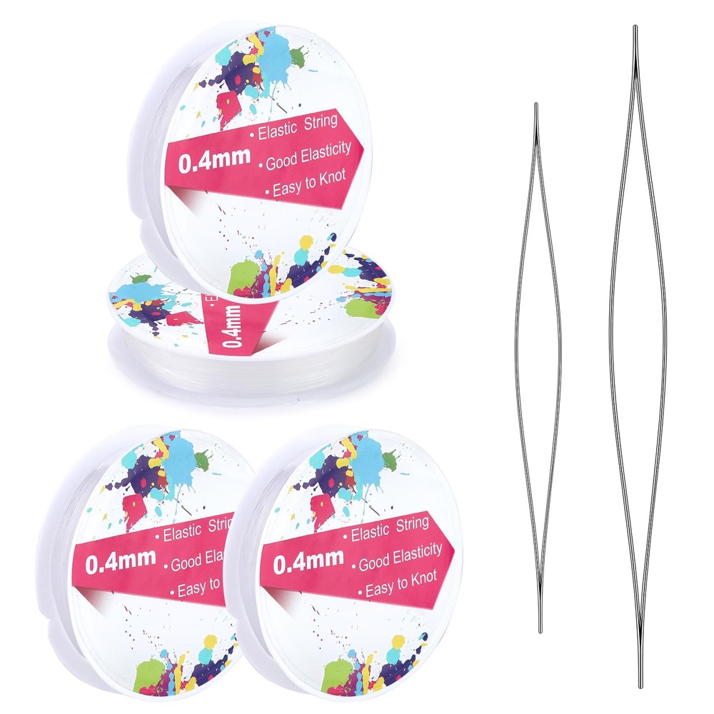 UOOU 0.4mm/4 Rolls Bracelet String, Elastic String for 0.4mm, White