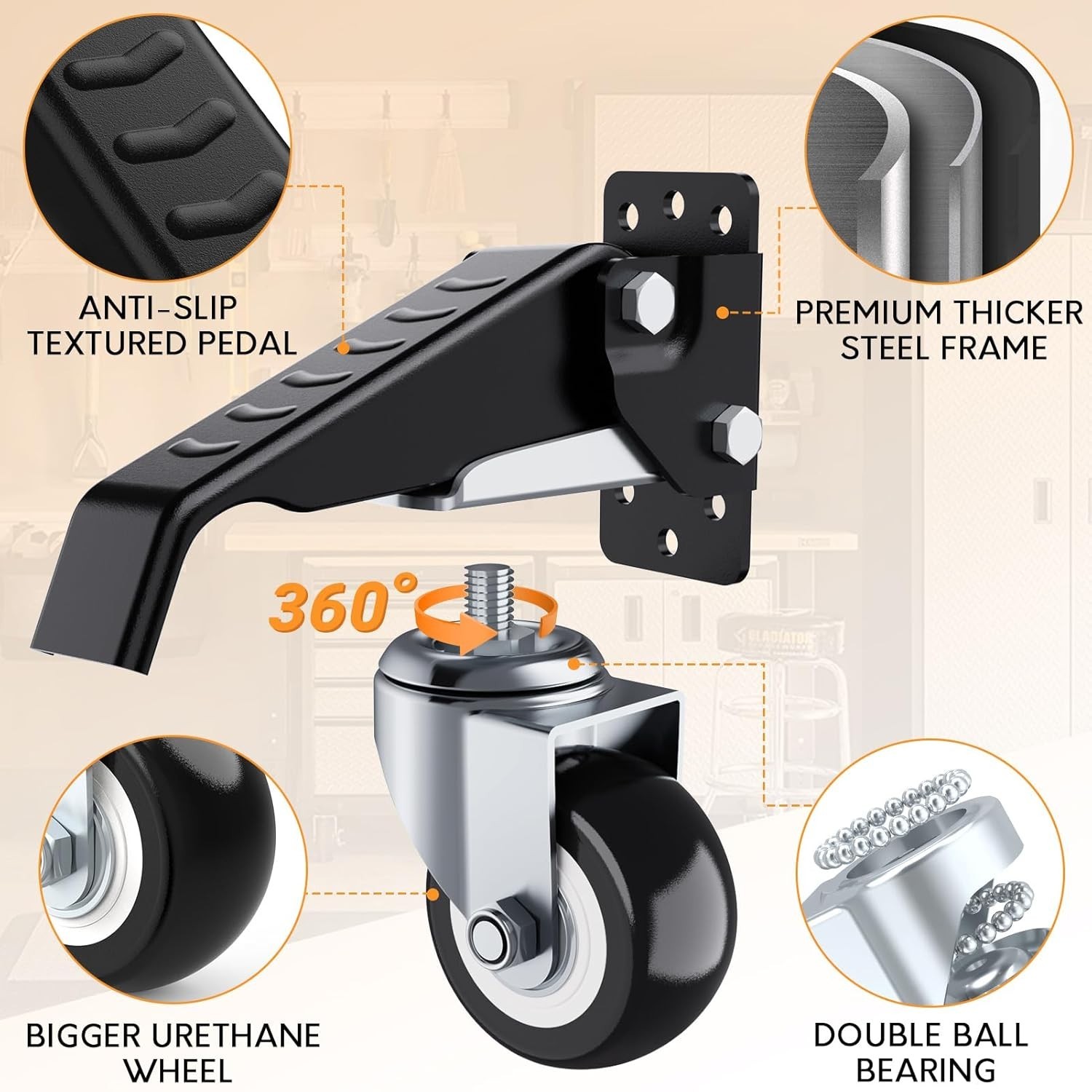 4 Pack Workbench Caster Kit Capacity Heavy Duty Retractable Casters Wheels