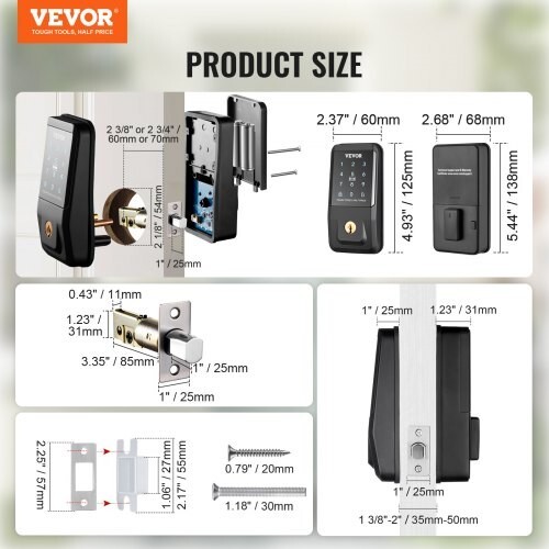 VEVOR Smart Lock Keyless Entry Door Lock with Bluetooth App Control IC Card