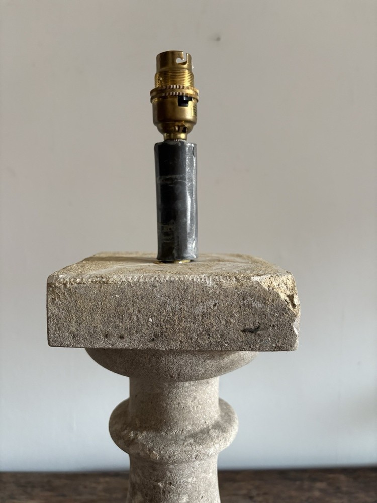 A Weathered Composite Stone Balustrade Table Lamp 59cm