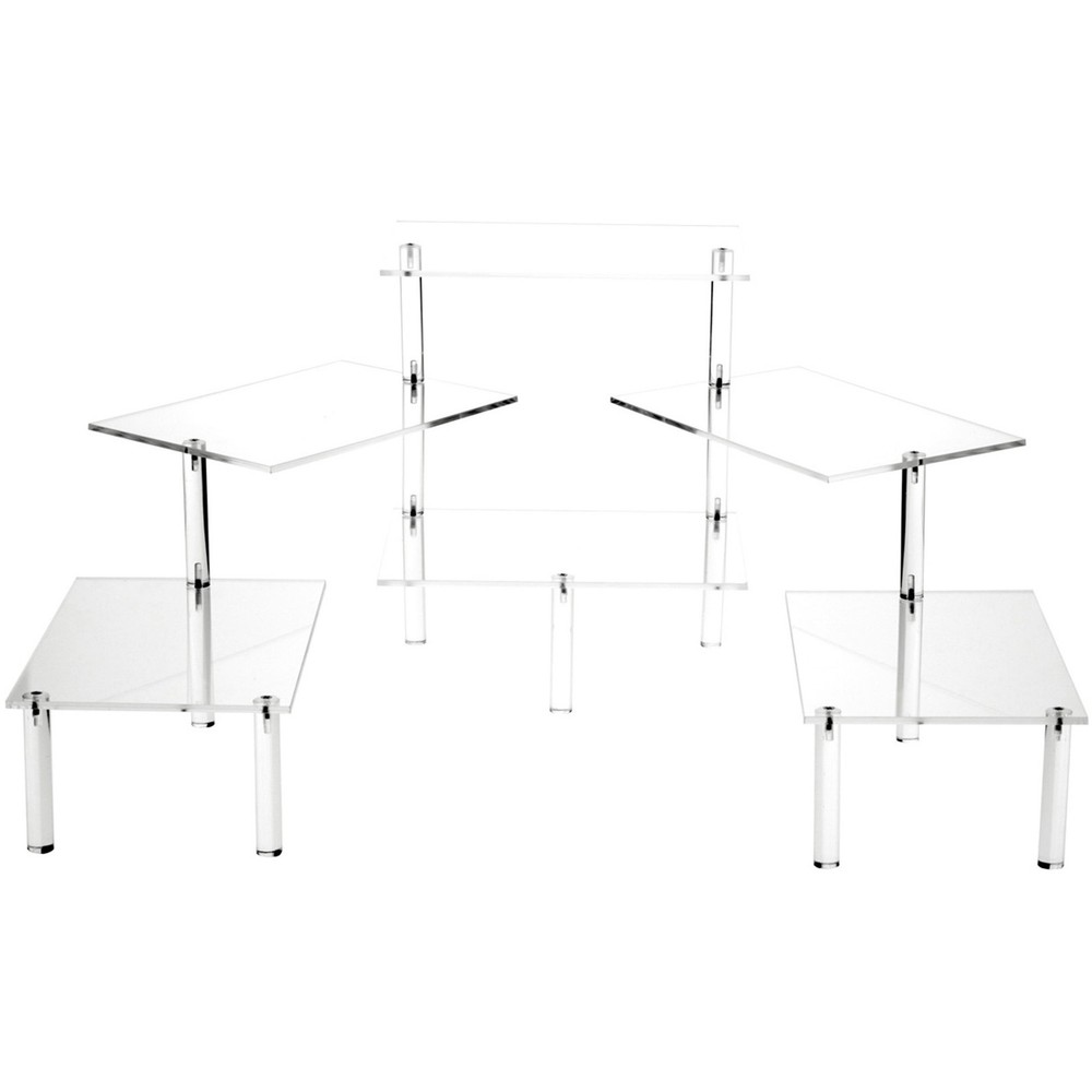 Plymor Clear Acrylic Rectangular 6-Platform Multi-Item Riser, 14" H x 54" W