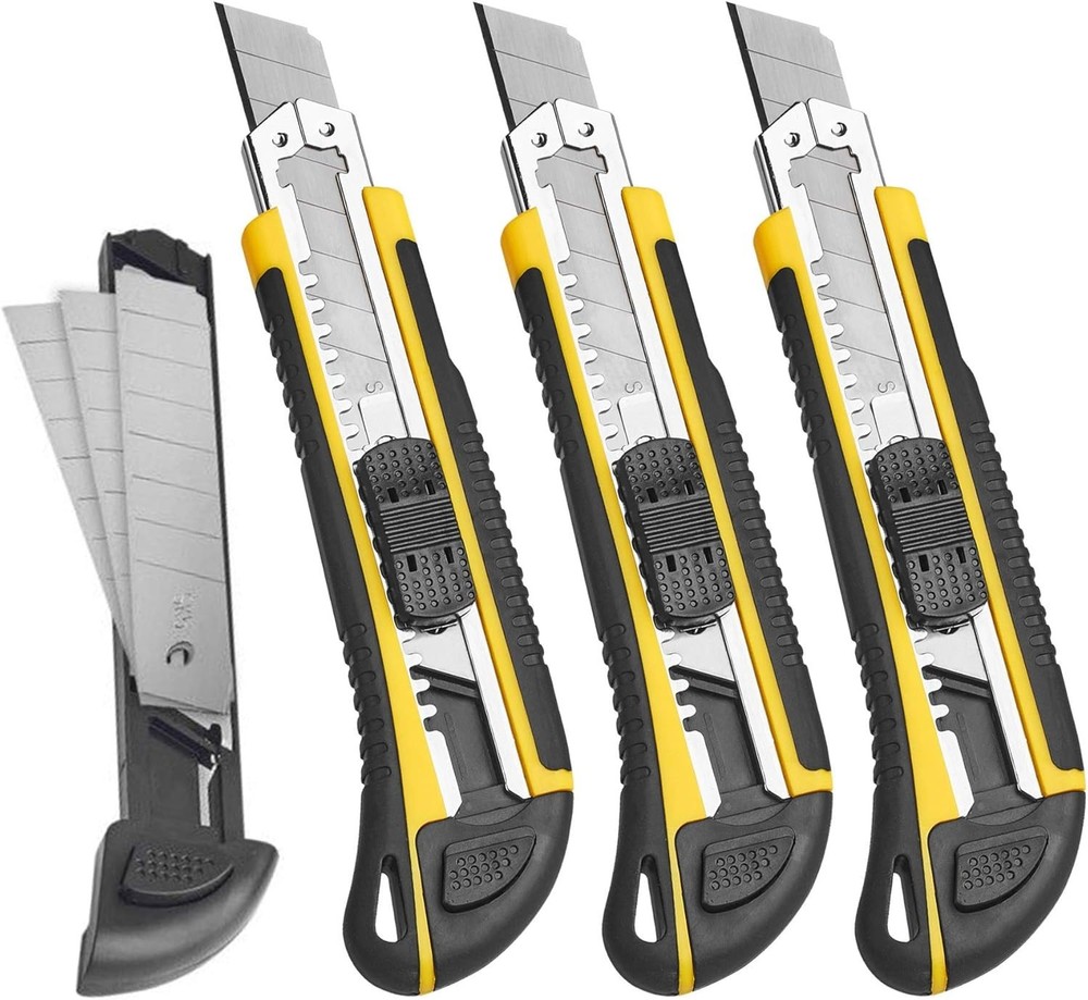 Utility Knife Box Cutter Retractable Self Loading Heavy Duty Snap Off Quick C...
