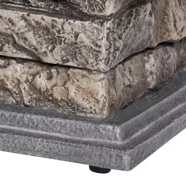 14 In. Rectangle Outdoor Propane Gas Fire Pit 15,000 BTU Stone Look / Lava Rocks