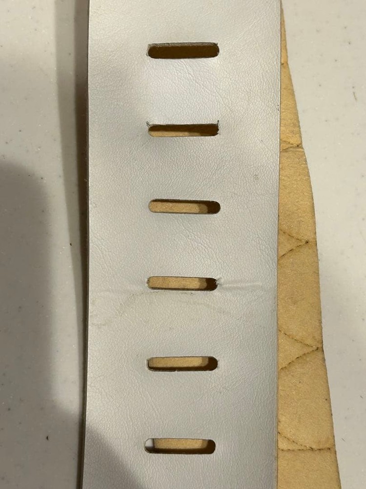Fernandes White Leather Guitar Strap Adjustable Premium Accessory B381