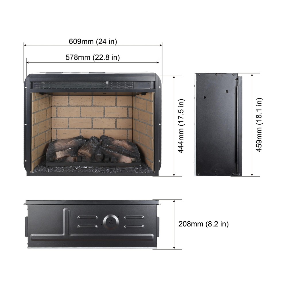 Home Office Apartment 23'' Fireplace Realistic Flame Remote Control Keep Warm