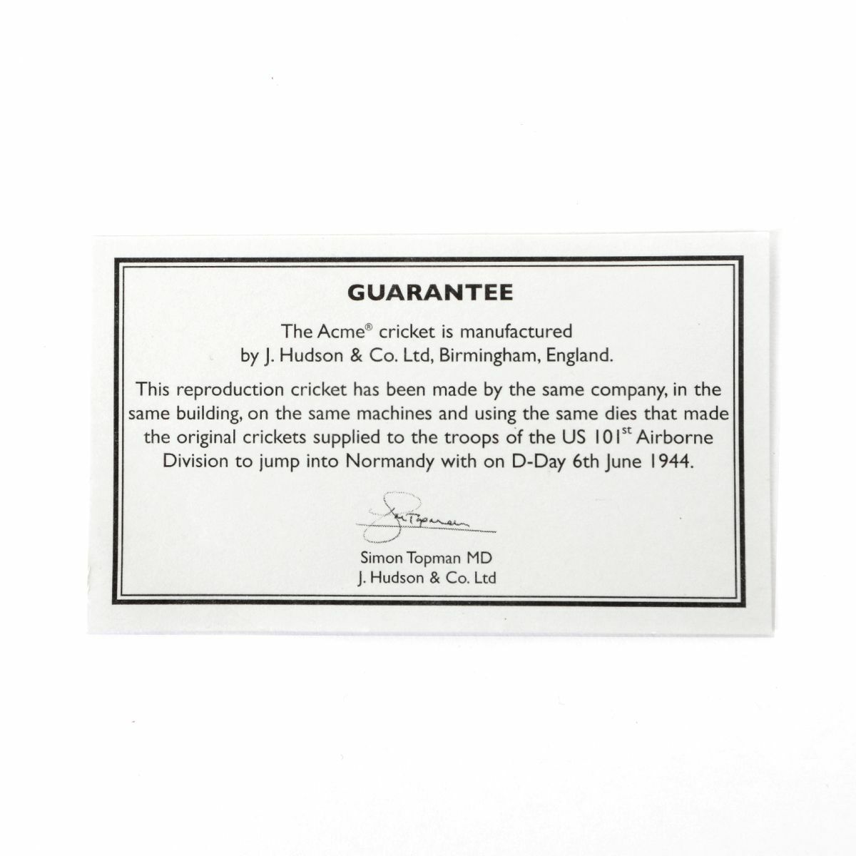 Acme No. 470 Paratrooper Clicker - Cricket Airborne Normandy WW2 Reenactment