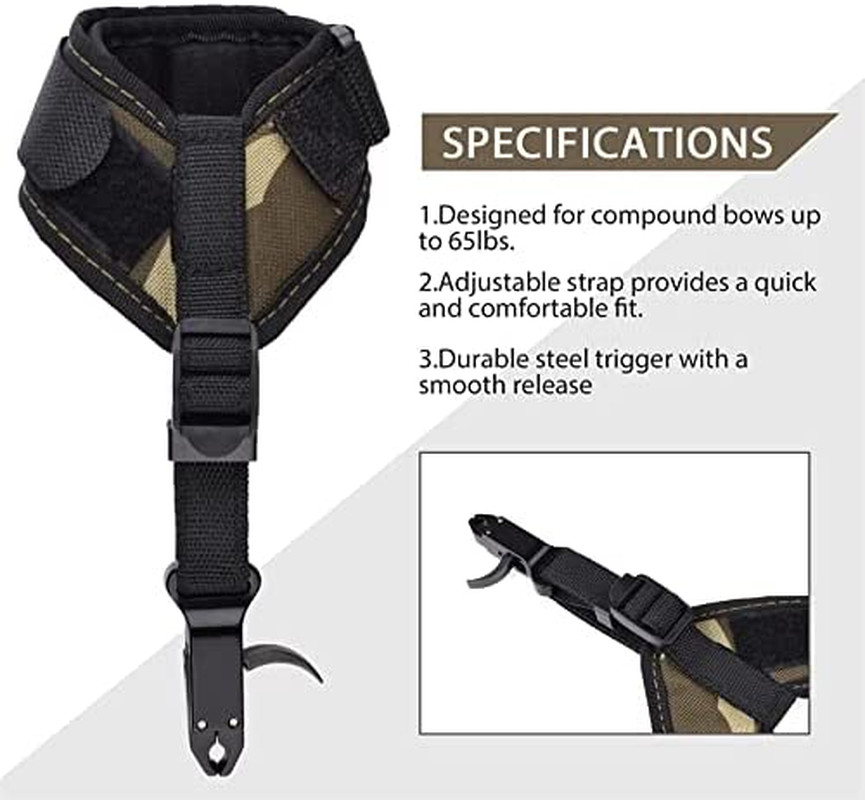Elong Adjustable Archery Compound Bow Release Aid with Foldback Design- Black Wr