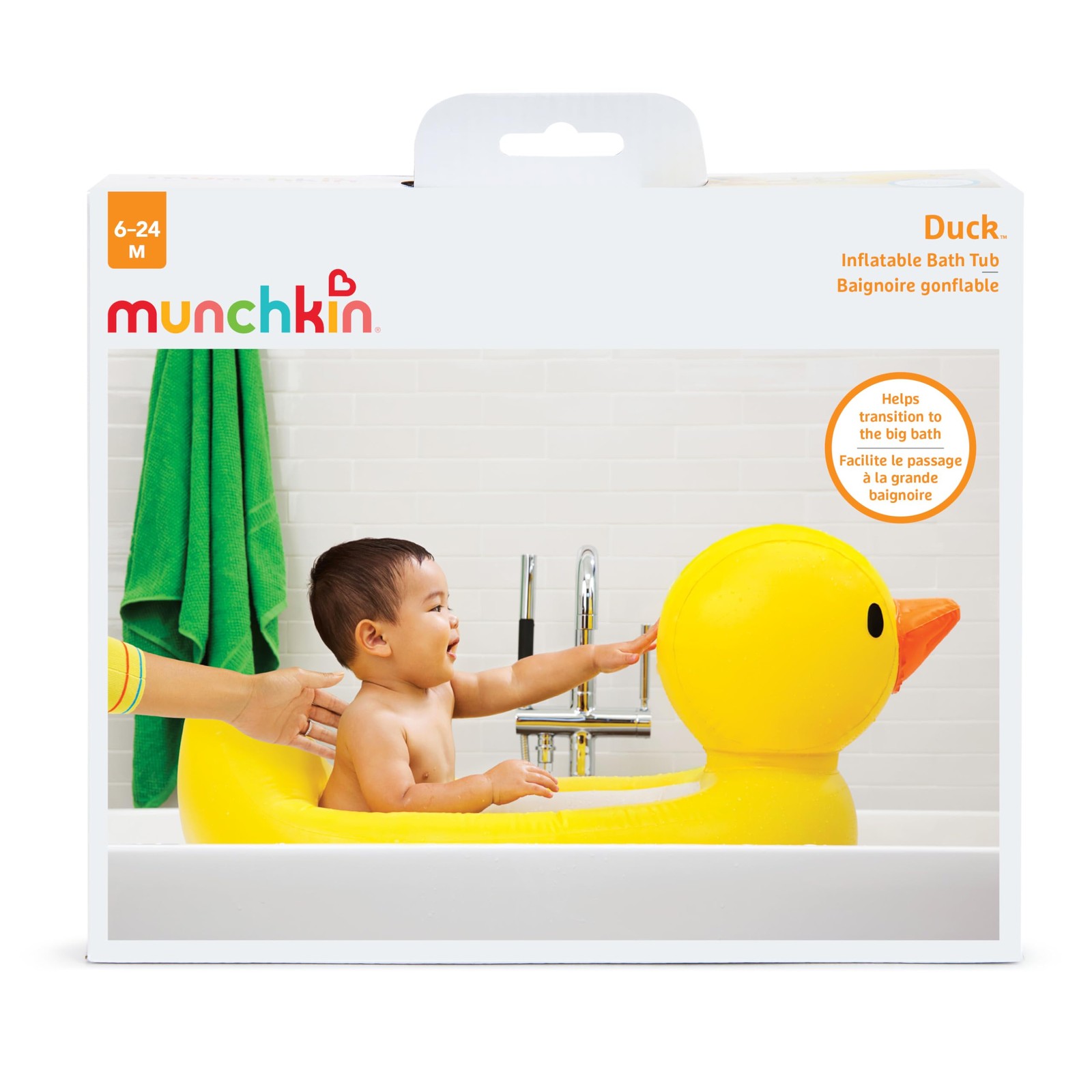 Munchkin Duck Inflatable Baby Bathtub for Babies 1 Count (Pack of 1), Yellow
