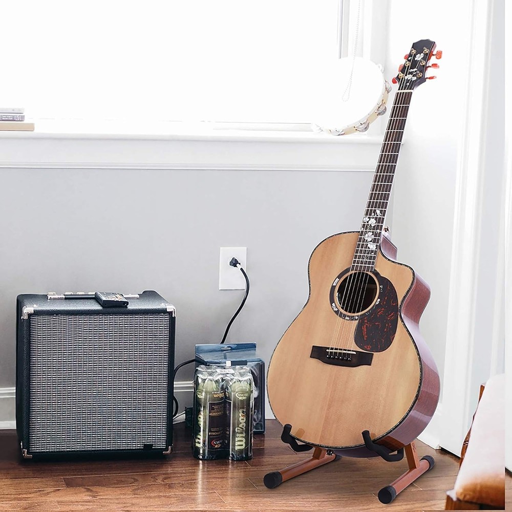 Folding Rosewood Guitar Stand - Lightweight & Versatile for Multiple Instruments