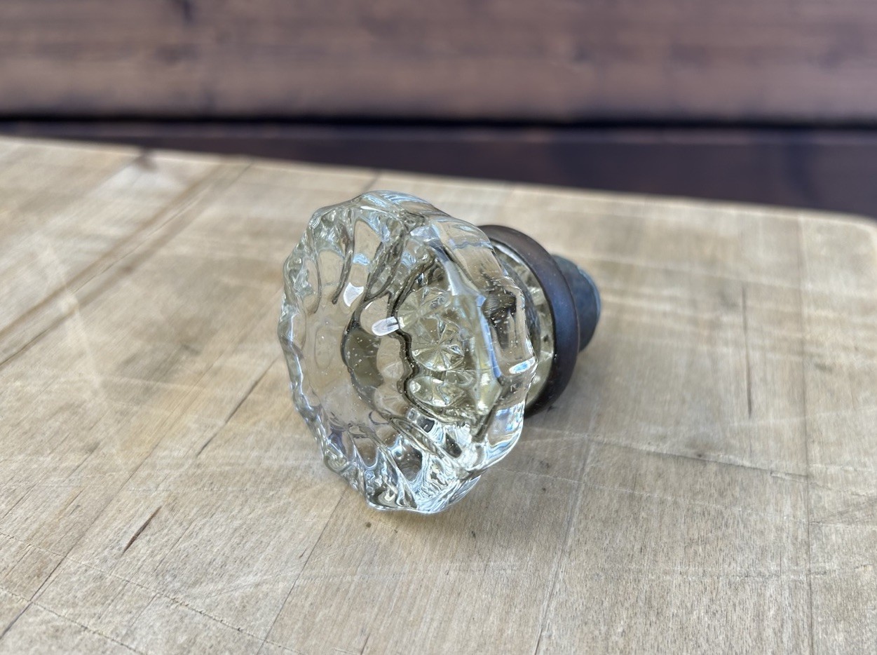 Vintage Brass Glass Door Knob w/bonus similar Matching Knob