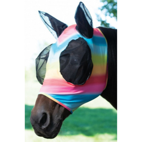 Rainbow Lycra Fly Mask With Ears