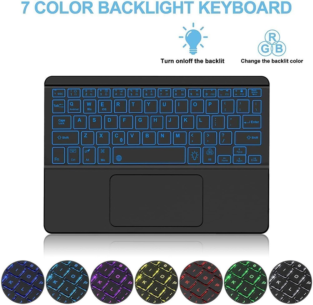 Rechargeable Backlit Bluetooth Touchpad Keyboard Mouse For Android IOS Tablet PC