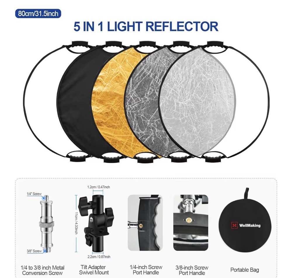 WellMaking 5-in-1 Light Reflector Kit 80cm