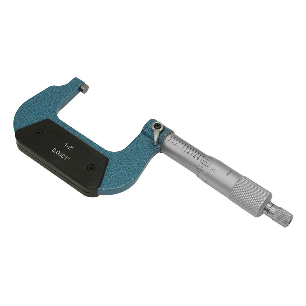 1-2" Range Solid Metal Frame Outside Micrometer 0.0001" Graduation Ratchet Stop