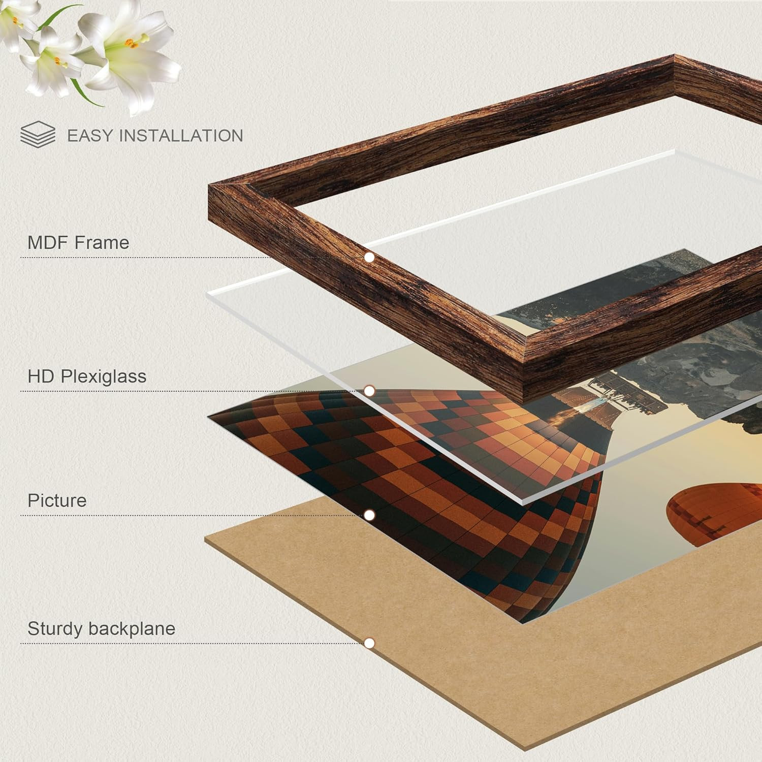 11X17 Picture Frame Brown, Classic Poster Frame for Horizontal or Vertical Wall