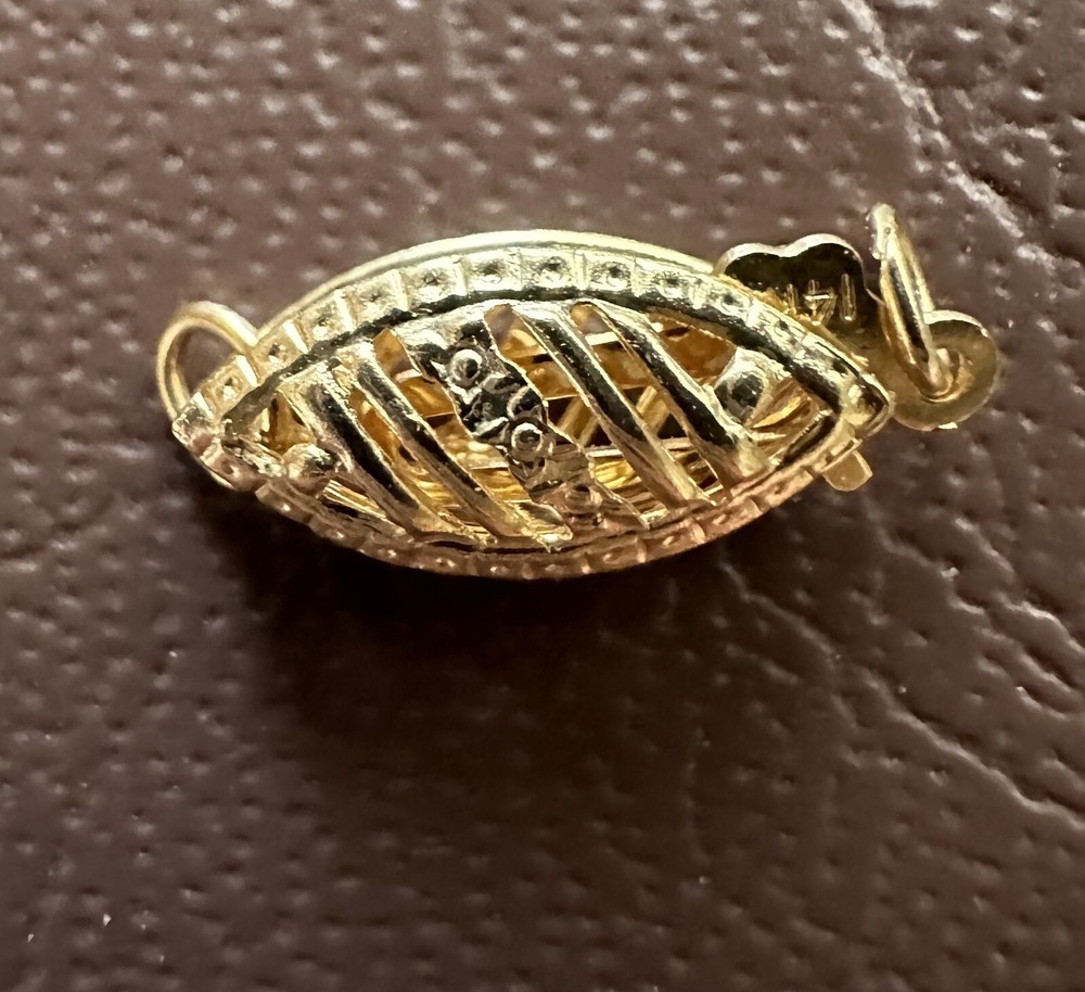 14 kt solid gold filigree clasp for single strand