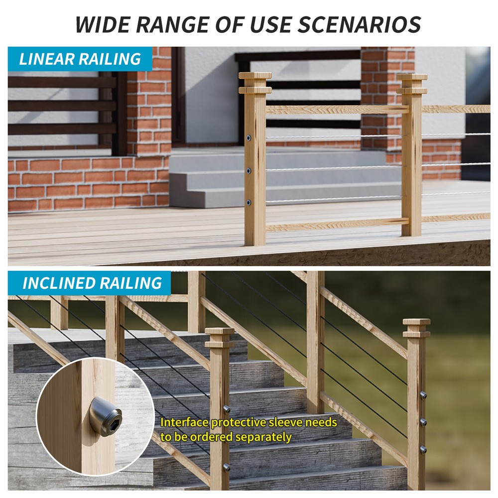 40 Pack Invisible Cable Railing Kit, 1/8" Invisible Receiver and Swage Stud End