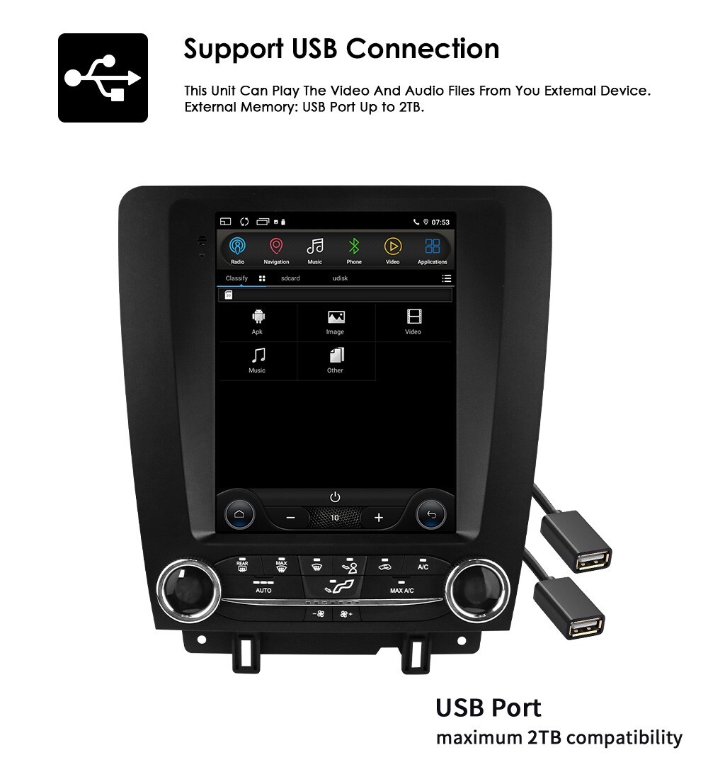 9.7" Tesla Style For Ford Mustang 2010-2014 Car Stereo Radio Android Gps Navi US