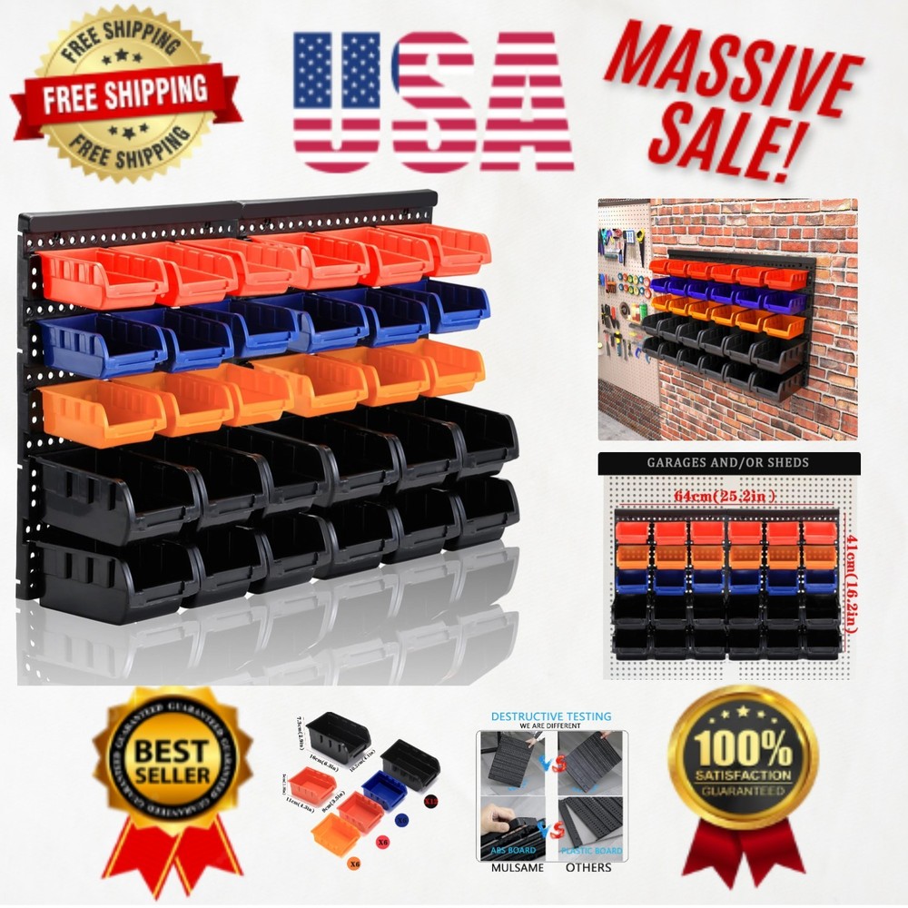 Classic Wall Mounted Tool Storage Rack with Vibrant Color Coding - 25.2"