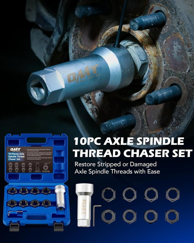 Rethreading Tool Kit with 8 Precision Dies and Storage Case for Axle Repairs