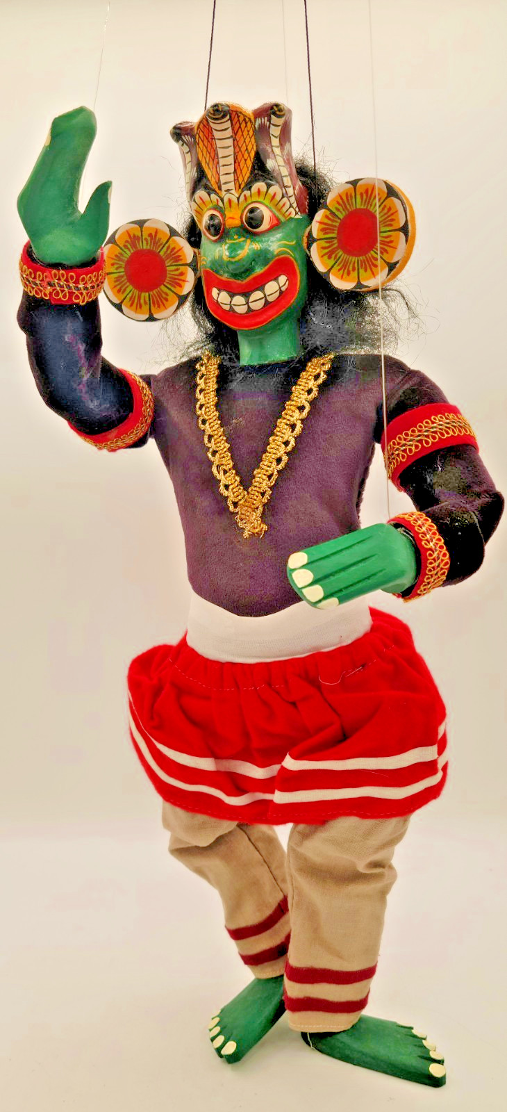 Sri Lanka RUKADA Marionette Puppet VINTAGE Wood Lankan HAND MADE Folk Art Figure