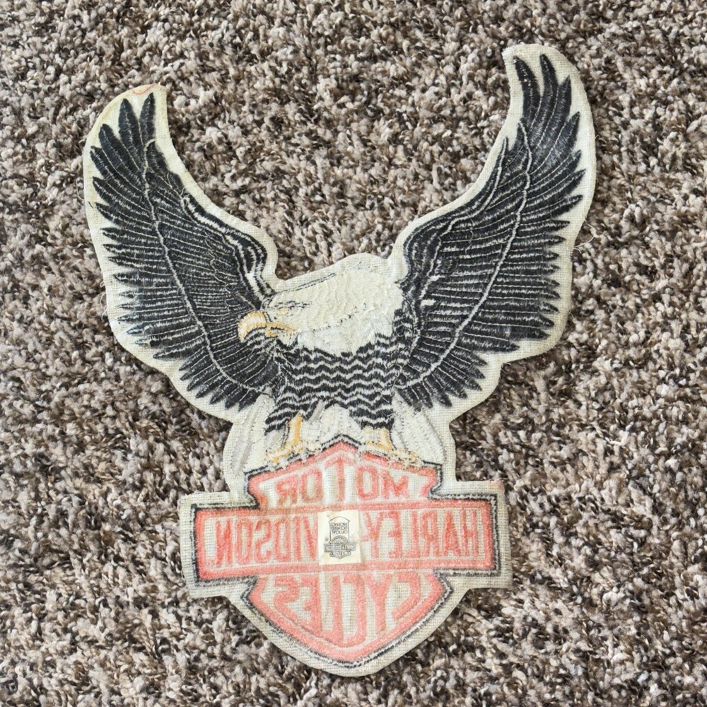 Large Vintage Harley Davidson Eagle Patch 8" x 10" As Is Used