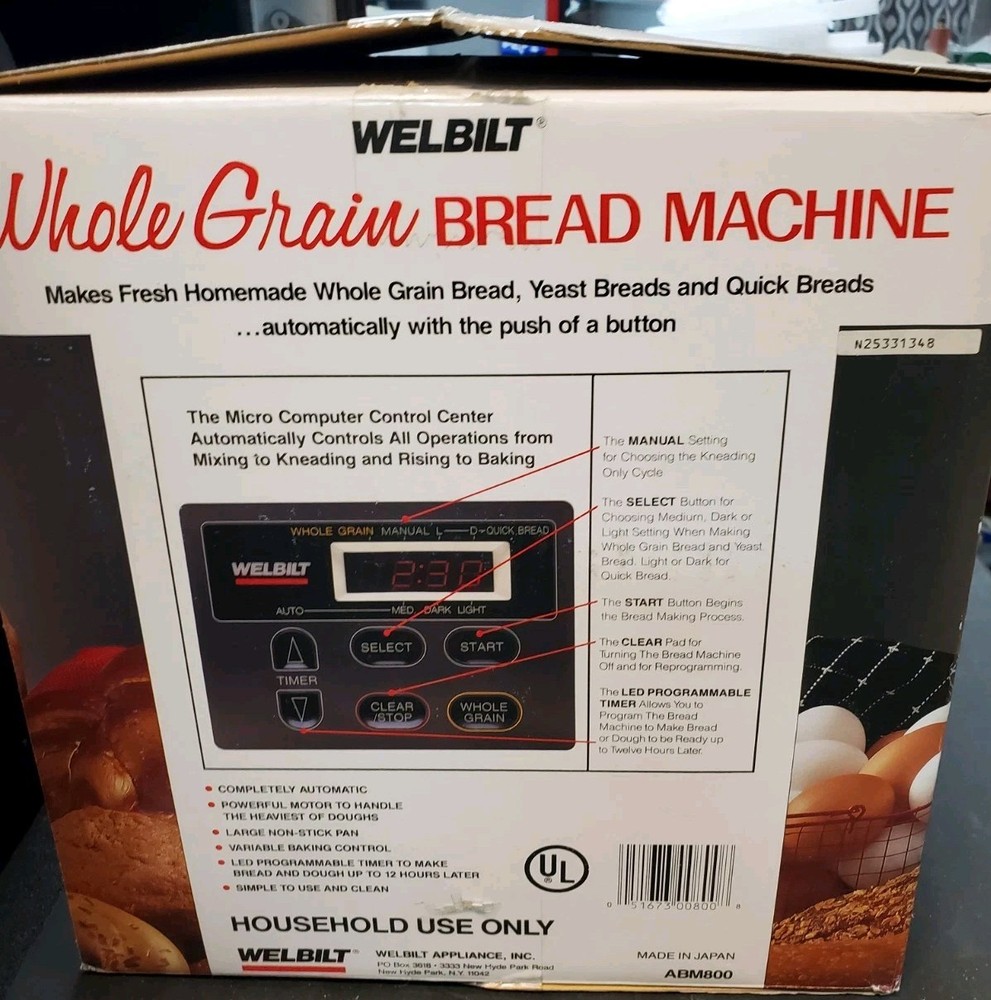 Welbilt Whole Grain Bread Machine ABM800 Open Box New.