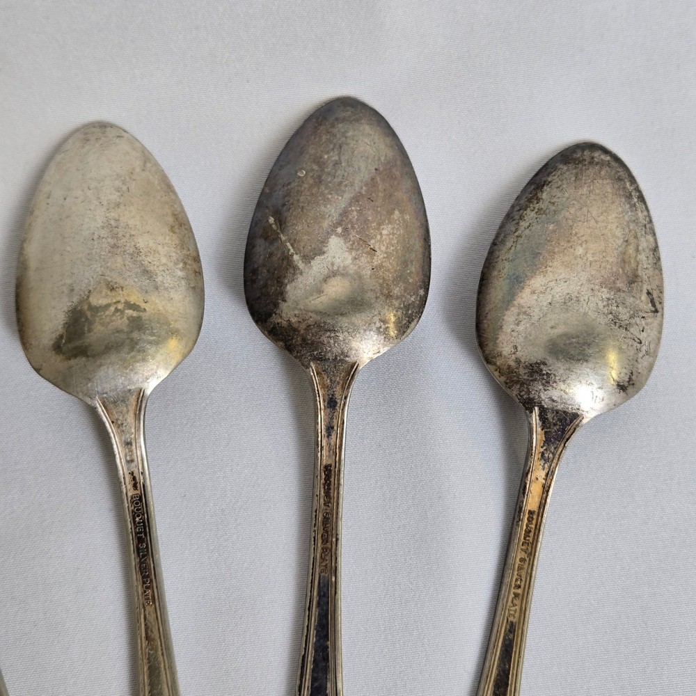 Bouquet Pattern Silverplate Teaspoons, 6", Set of 6, Vintage