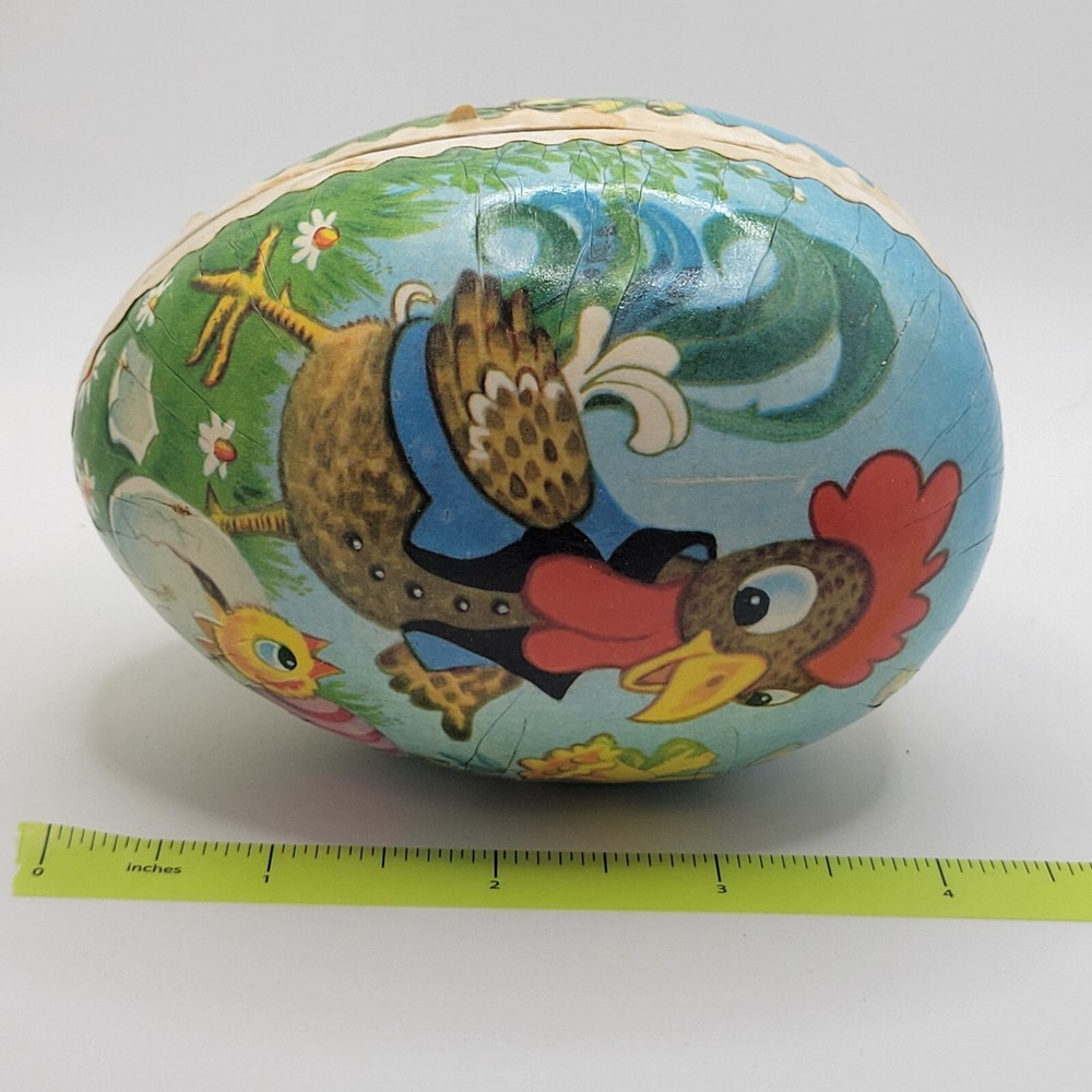 Rooster Paper Mache Egg Candy Container Made in German Democratic Rep Easter