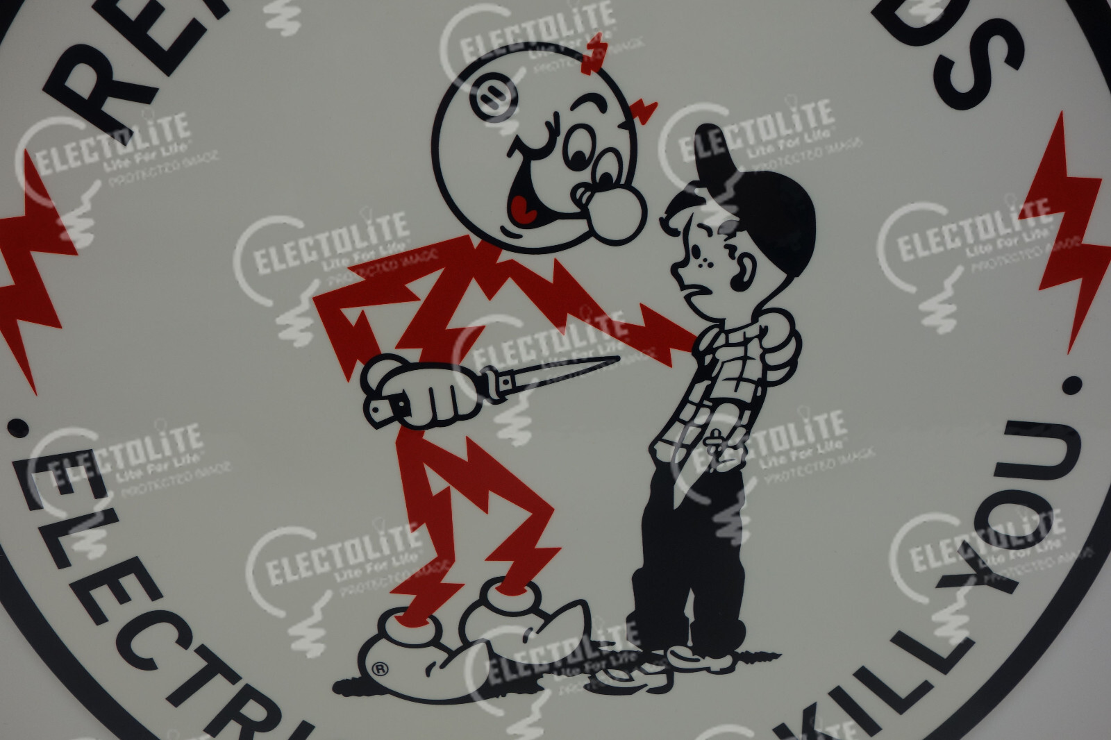 Reddy Kilowatt KNIFE SAFETY POWER ELECTRIC LIGHT COMPANY MEDIUM 12" IN DIAMETER!