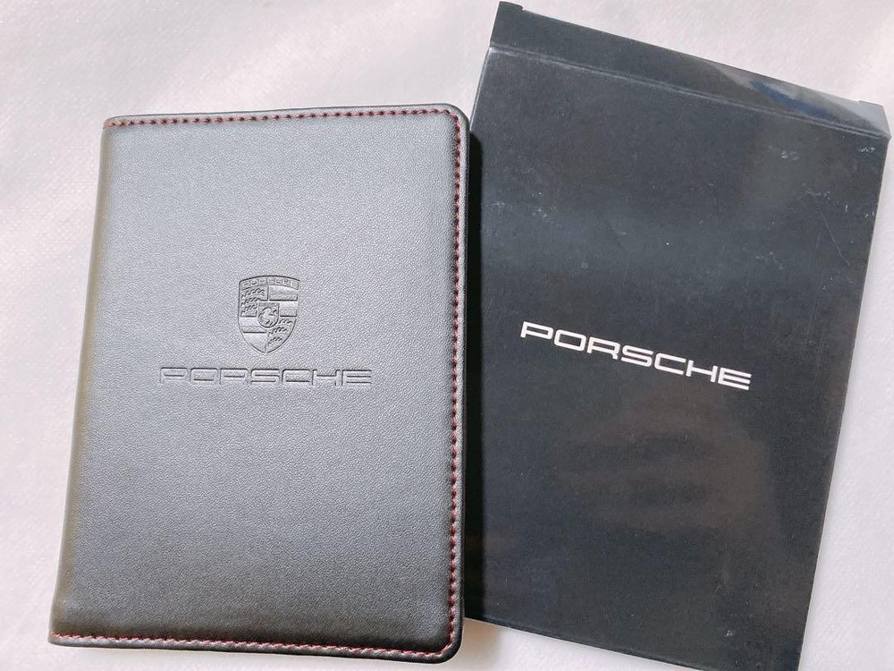 Porsche passport case black red