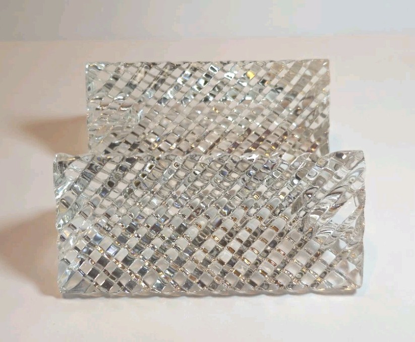 Rogaska Crystal Triangular Candle Holder/ Cut Ribbed Pattern / 5"