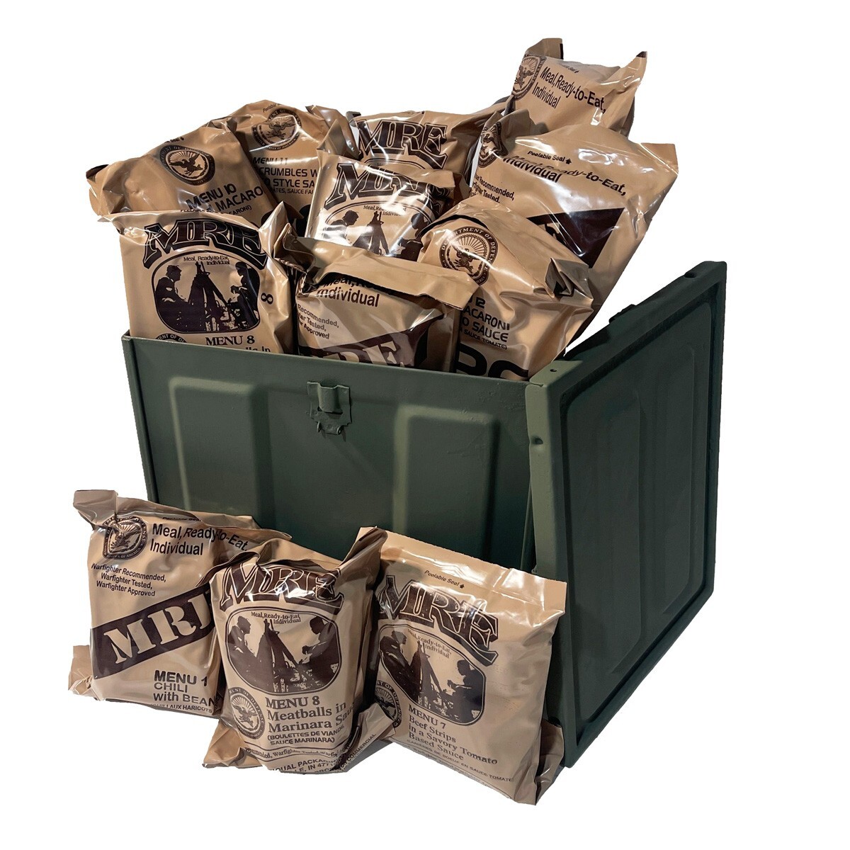 Ammo Can Storage Military Fuze Ammunition - Renewed and 2025 MRE Combo A Case