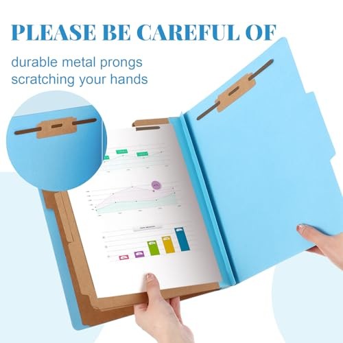 Pcs Classification Folders Letter Size, 3 Divider Pressboard File 60 Blue