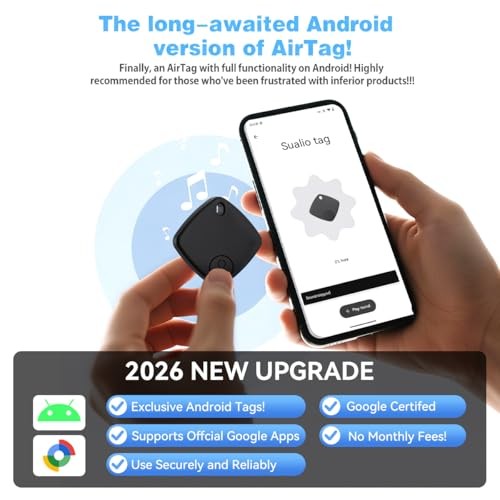 Black Bluetooth Tracker - Air Tracker - 2026 New Tags - Android - 4 Pack