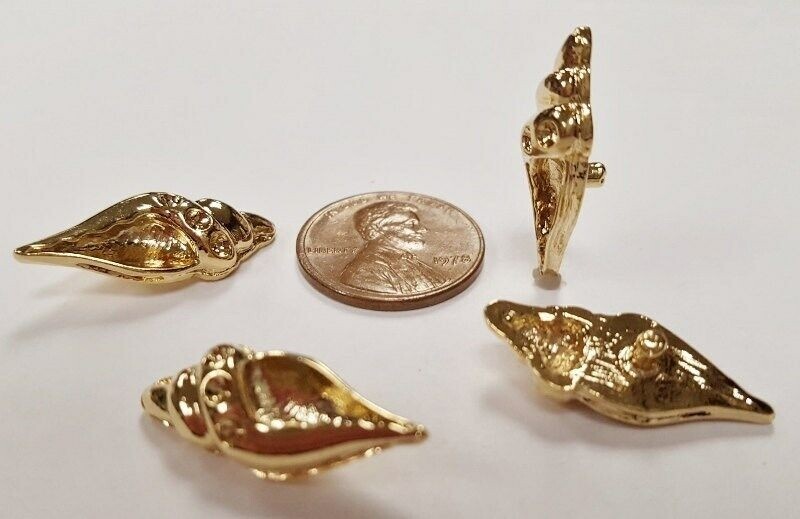 1 Retro Gold Shell 24x10mm. Unset Rhinestone Setting Post Finding E311