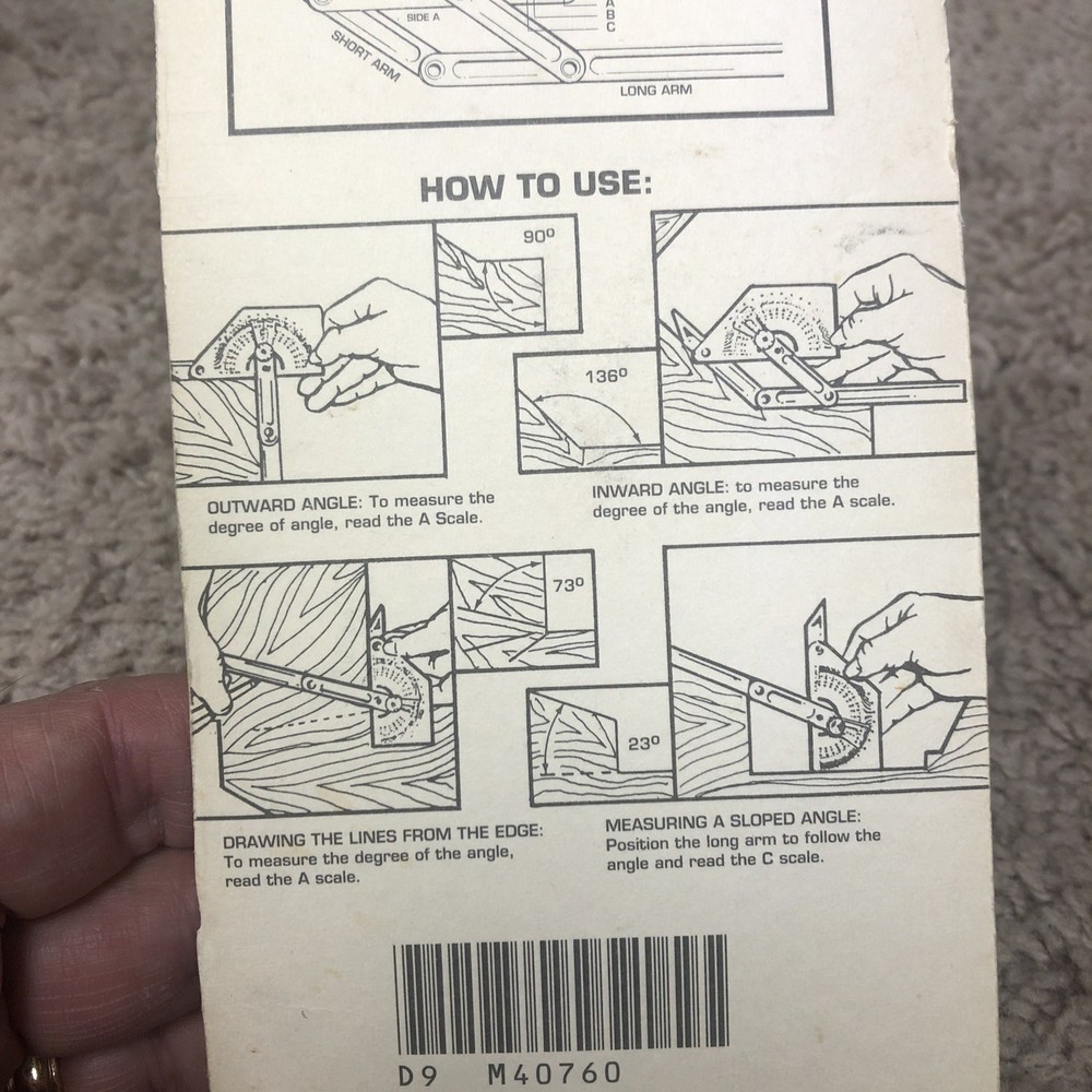 SkillTech Protractor Angle Finder, Outside, Inside, Sloped Angles, 0° to 180°