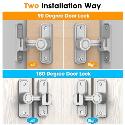 Sliding Barn Door Lock Hardware, 90 Degree Locks for Barn Doors, 2 Pack-Silver