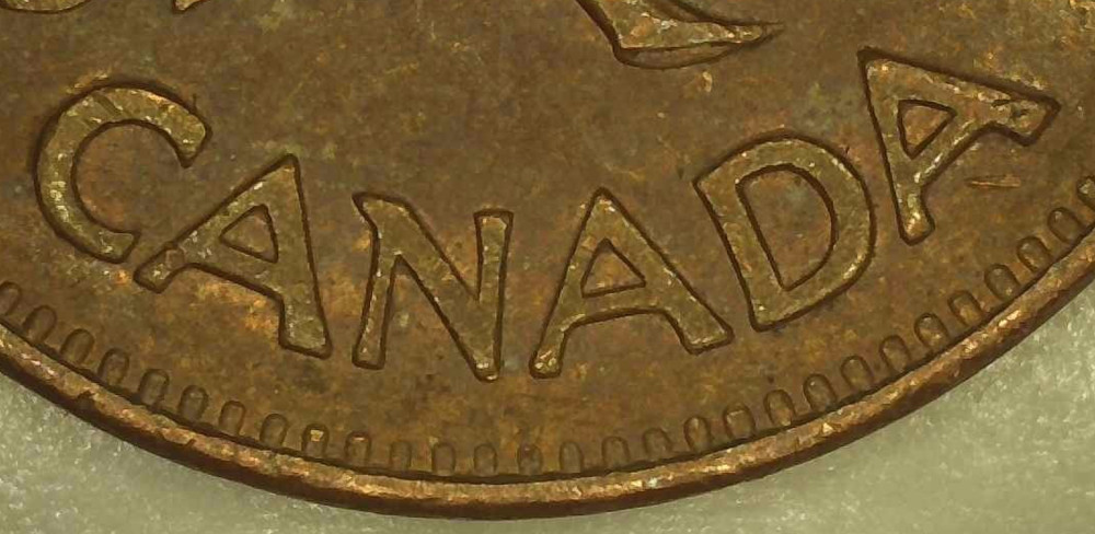 1976 canada 1 cent, Struck Through/DD/Soft DD/Misalign/Die Chips/Beads/Rim/Maple